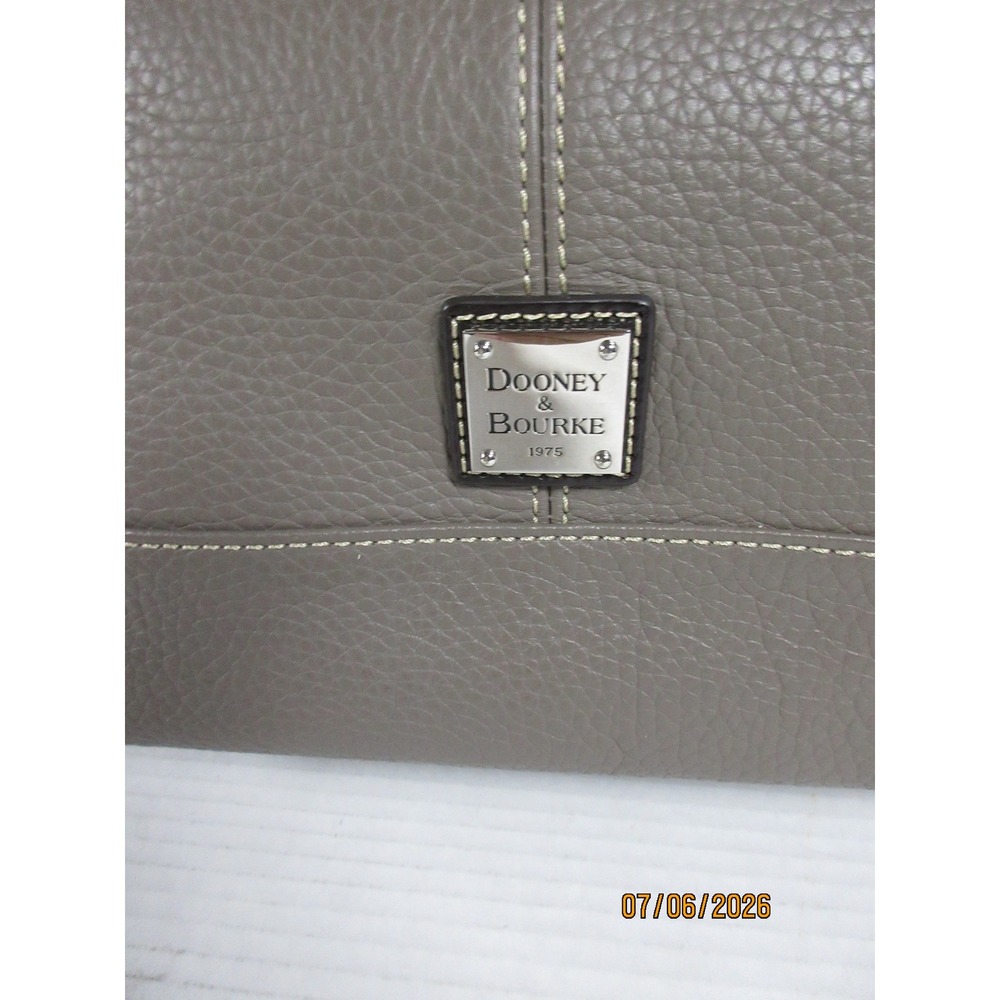 Dooney & Bourke Pebble Grain Leather Hobo Shoulder Bag Elephant Grey Silver Tone - Picture 2 of 7